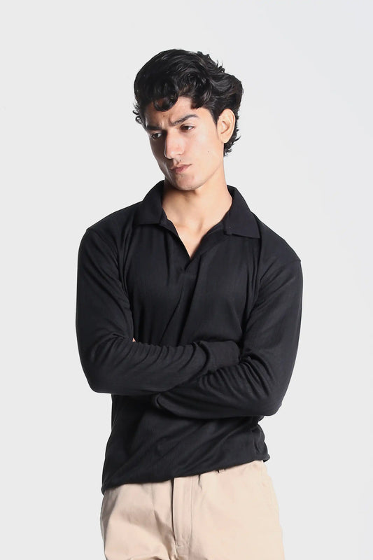 Men Rib-Knitted Polo